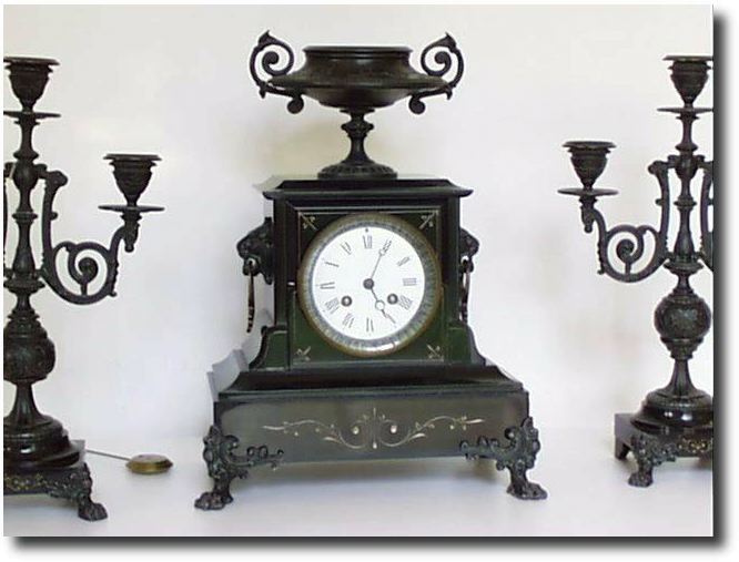 France Shelf Black Mantel Garnitures