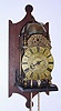 English, Edro. Hodges, C.1670, Lantern clock, single hand, bell strike, with meter pendulum + brass sheathed weight, also purpose made oak wall bracket.