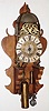 Lantern Clock, Windmills, London, reproduction 30 hour time, strike and alarm weight-driven one-hand wall clock with wood bracket