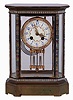 French, Japy Feres, 8 days, time and strike, spring driven brass movement brass and Cloisonne crystal regulator mantel clock, c1900