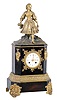 French walnut and cast gilt metal figural mantel clock, 8 day with thread suspension and count wheel striking. movement stamped 