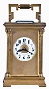 France, for Joseph Hartmann, Berlin, a giant carriage clock, gilt Anglaise Riche variant case with beveled glasses, Arabic numeral white enamel dial with gilt mask, blued steel hands, 8 day, time and strike movement with lever platform, cut bimetallic balance with gold timing screws, and counting the hours on a gong