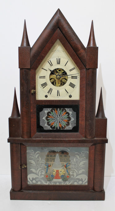 Antique Birge & Fuller double steeple fusee Clock