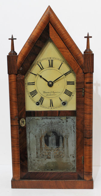 Antique Brewster & Ingrahams steeple with  finial crosses Clock