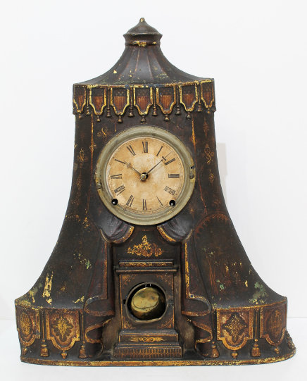 Antique Brown Circus Tent iron-front Clock