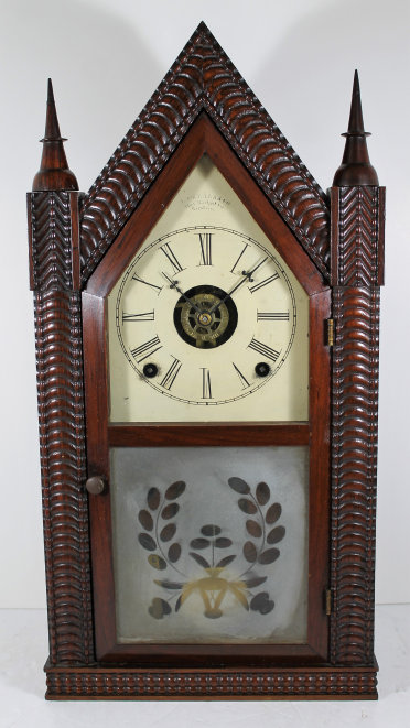 Antique Brown ripple-front steeple Clock