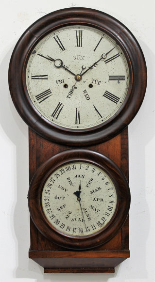 Antique Carter weight-driven calendar Clock