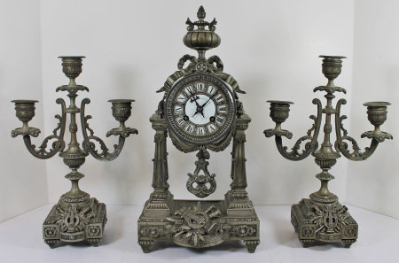 Antique French portico garniture Clock — Antique Clocks Price Guide
