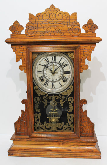 Antique Gilbert Lion w Hayden's Lunar Dial Clock — Antique Clocks Price Guide