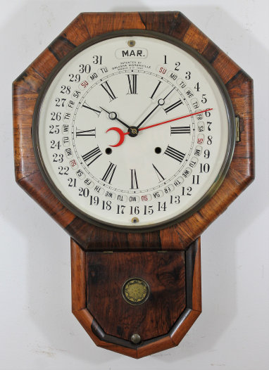 Antique Gilbert Octagon Drop Calendar Clock — Antique Clocks Price Guide
