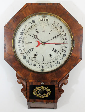 Antique Gilbert Octagon Drop Calendar Clock — Antique Clocks Price Guide
