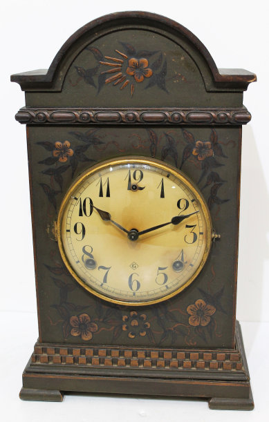 Antique Gilbert painted mantel Clock — Antique Clocks Price Guide