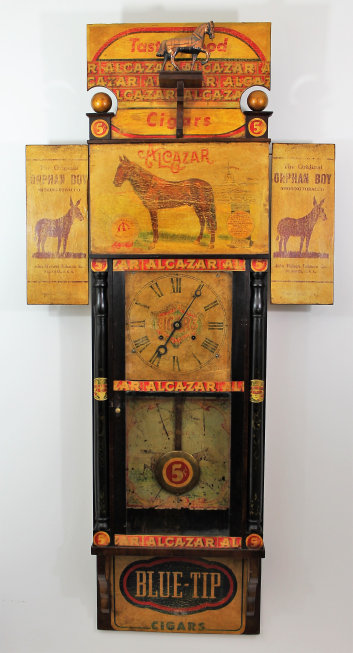 Antique Haines Alcazar cigar advertiser Clock — Antique Clocks Price Guide