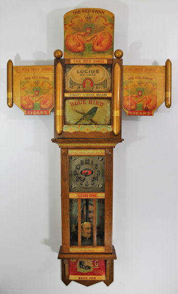 Antique Haines Carlos cigar advertiser Clock — Antique Clocks Price Guide