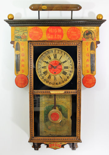 Antique Haines Fragazia cigar advertiser Clock — Antique Clocks Price Guide