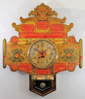 Antique Haines Gallatin cigar advertiser Clock — Antique Clocks Price Guide
