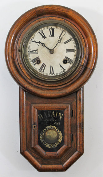 Antique Hatain miniature round drop wall Clock — Antique Clocks Price Guide