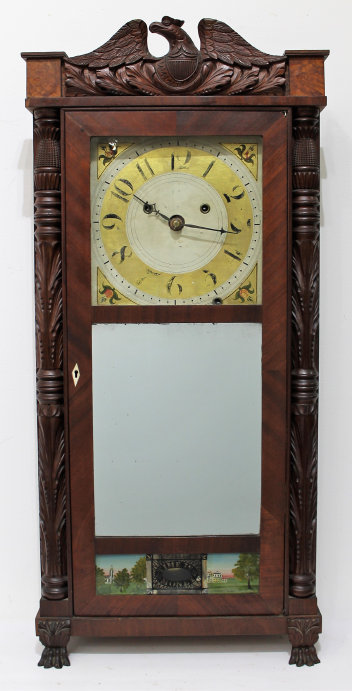 Antique Hoadley upside-down shelf clock w/ alarm Clock — Antique Clocks Price Guide