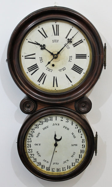 Antique Ingraham Ionic Calendar Clock — Antique Clocks Price Guide