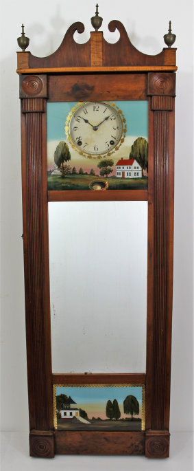 Antique Ives, Joseph New Hampshire mirror short drop Clock — Antique Clocks Price Guide