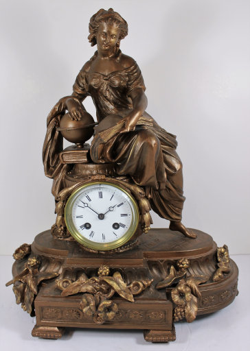 Antique Japy Freres figural brass Clock — Antique Clocks Price Guide