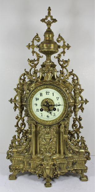 Antique Japy Freres ornate brass Clock — Antique Clocks Price Guide