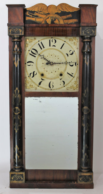 Antique Jeromes & Darrow bronzed looking glass 8 day Clock — Antique Clocks Price Guide