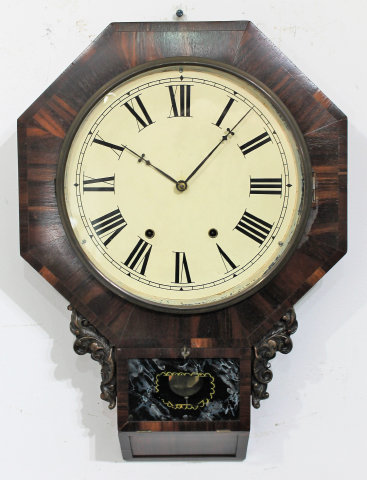 Antique Johnson Octagon Drop Clock — Antique Clocks Price Guide