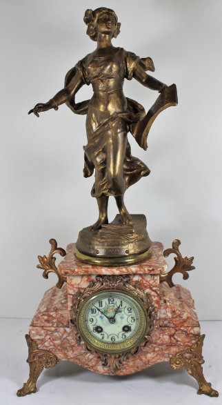 Antique Mougin marble figural Clock — Antique Clocks Price Guide