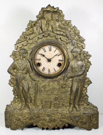 Antique Muller ball players REPRO Clock — Antique Clocks Price Guide