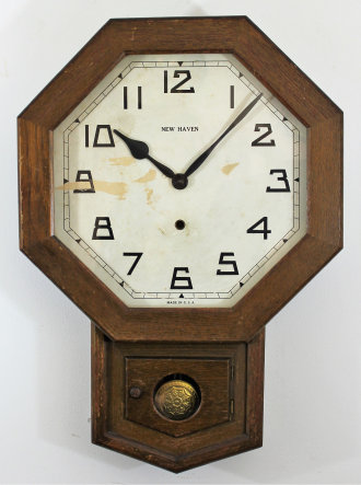 Antique New Haven Drop Octagon Clock — Antique Clocks Price Guide