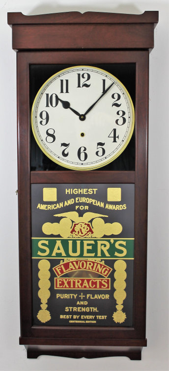 Antique New Haven Sauer's advertiser REISSUE Clock — Antique Clocks Price Guide