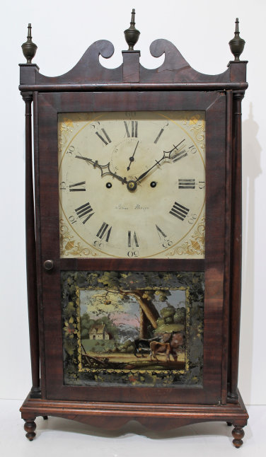 Antique Perrigo brass mvmt pillar & scroll Clock — Antique Clocks Price Guide