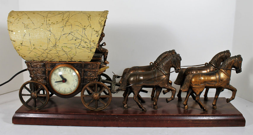 Antique United Clock Co Model 550 Covered Wagon Clock — Antique Clocks Price Guide