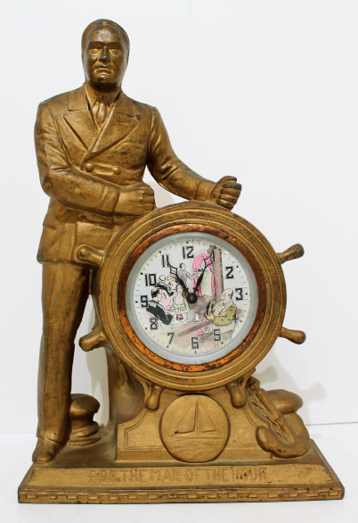 Antique United Electric Clock FDR at the helm animated dial Clock — Antique Clocks Price Guide