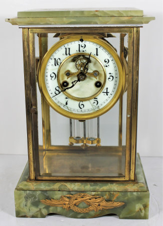 Antique Waterbury crystal regulator green onyx Clock — Antique Clocks Price Guide