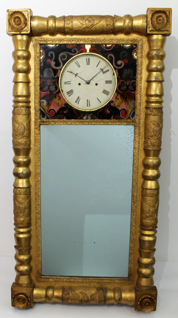 Antique unknown New England mirror clock Clock — Antique Clocks Price Guide