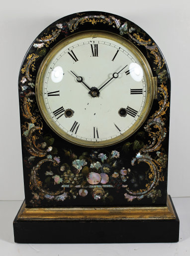 Antique unknown round top paper mache shelf Clock — Antique Clocks Price Guide