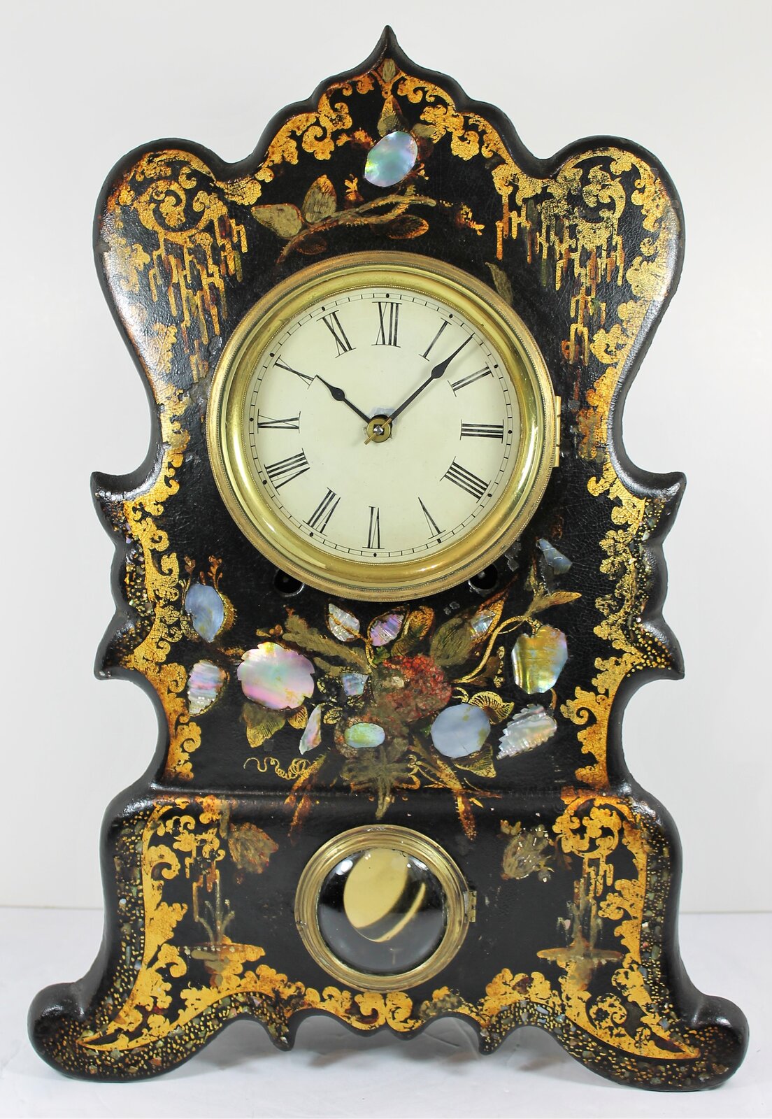 Antique unknown iron front mop Clock — Antique Clocks Price Guide