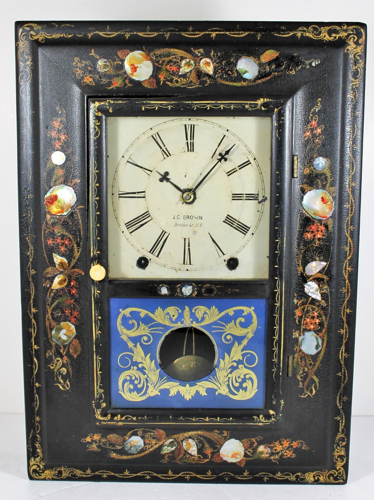 Antique Forestville picture frame paper mache Clock — Antique Clocks Price Guide