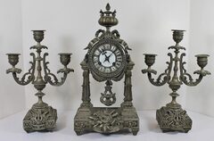 Antique French portico garniture Clock