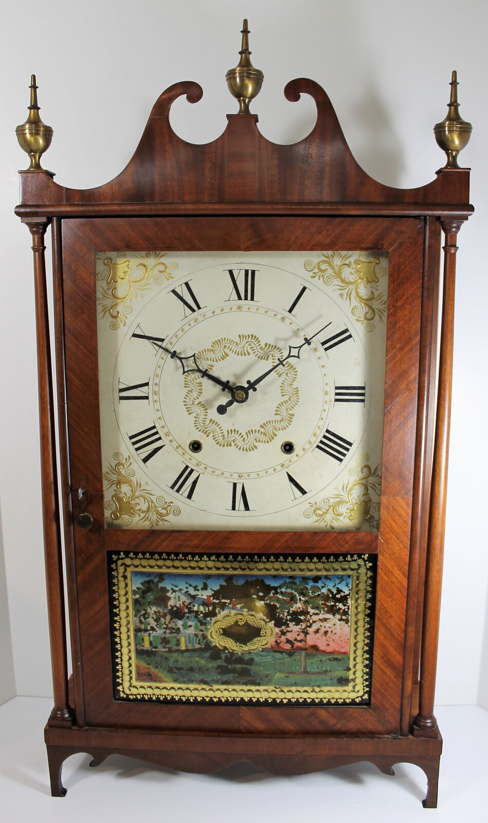 Antique Kirke, Charles pillar & scroll Clock — Antique Clocks Price Guide