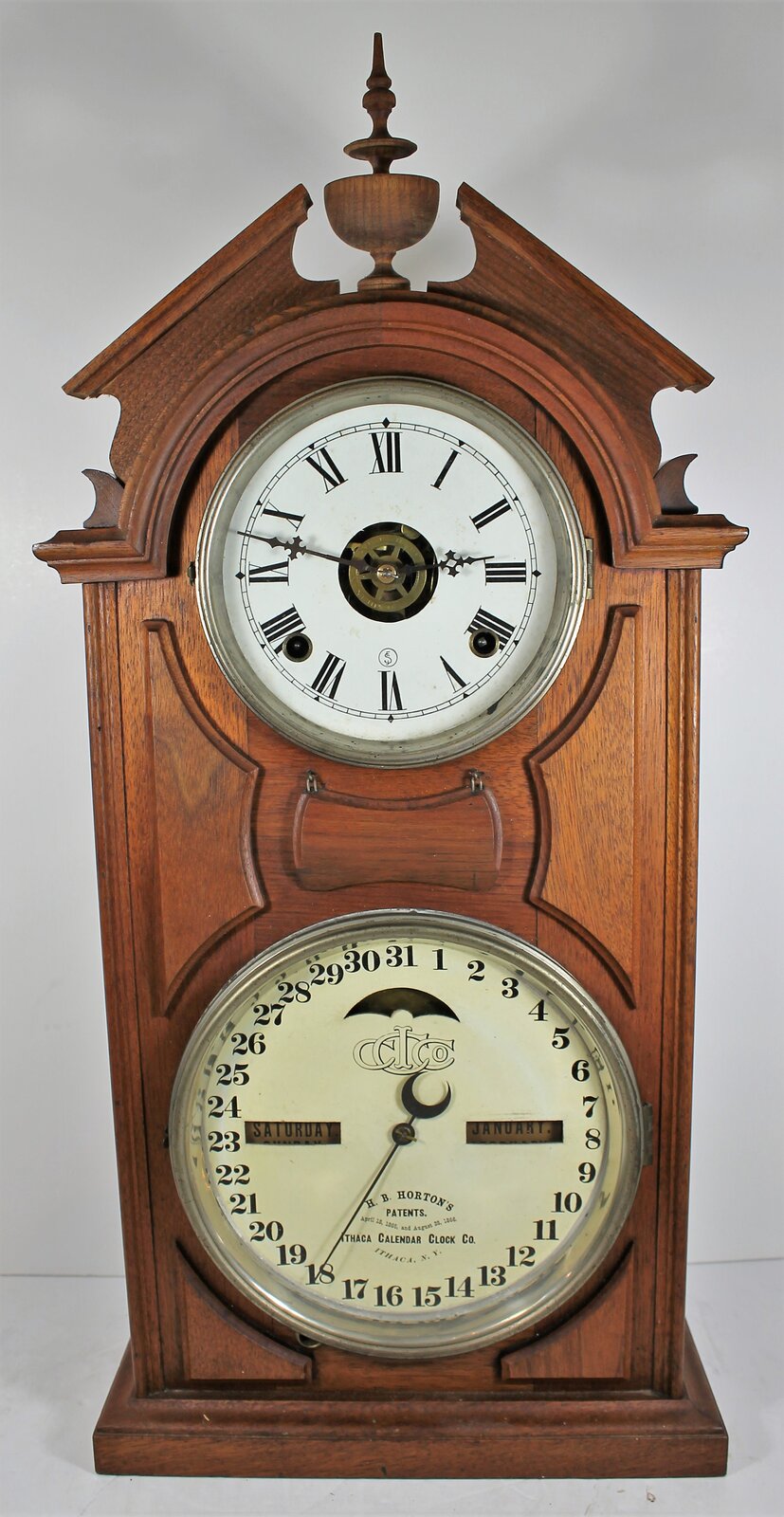 Antique Ithaca No. 8 Shelf Library single finial Clock — Antique Clocks Price Guide