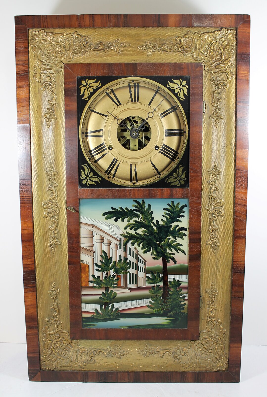 Antique Manross Wilcox 1 day OG gesso front Clock — Antique Clocks Price Guide