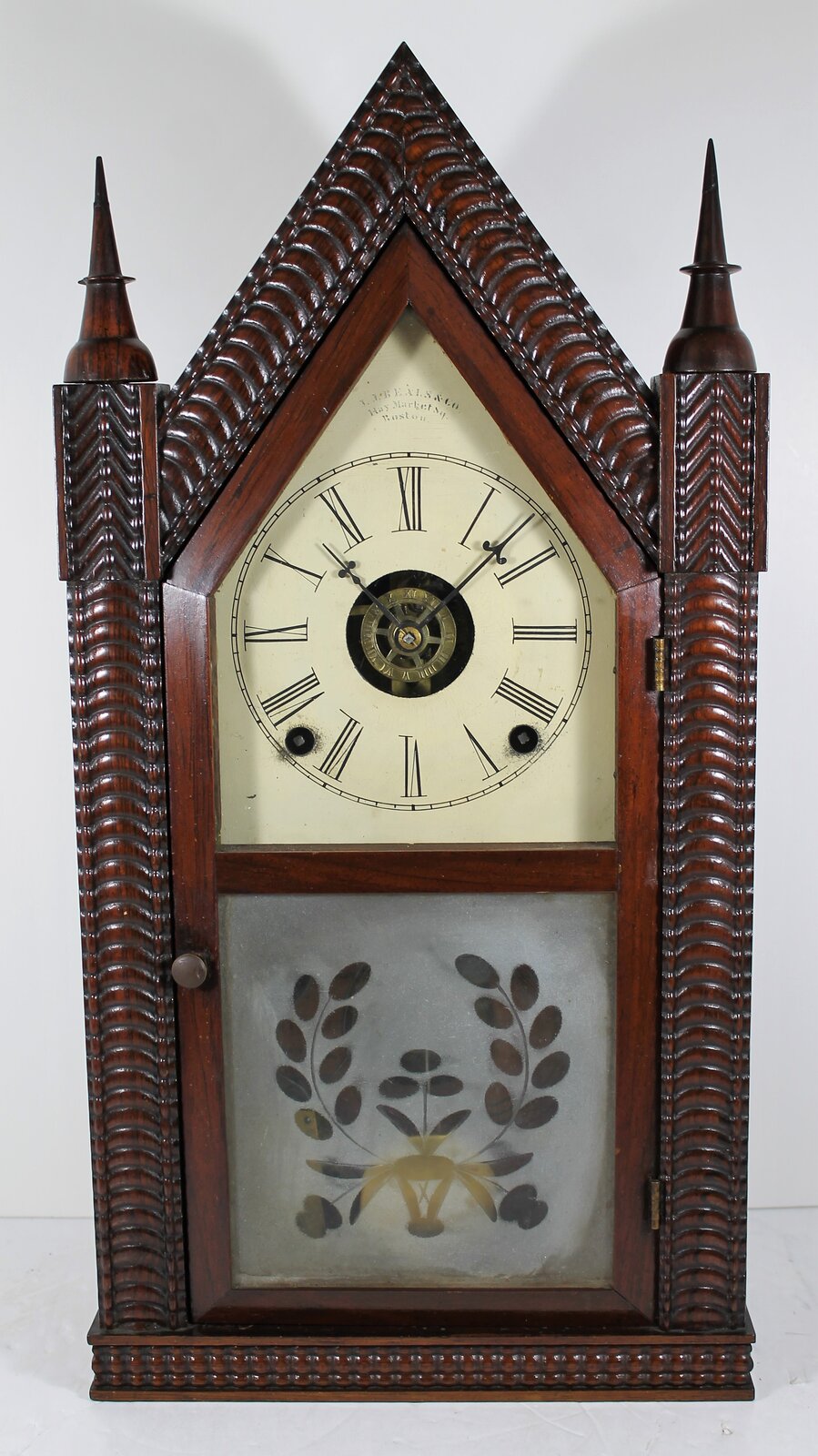 Antique Brown ripple-front steeple Clock — Antique Clocks Price Guide