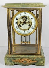 Antique Waterbury crystal regulator green onyx Clock