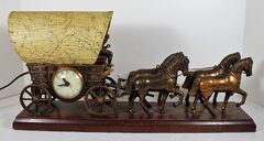 Antique United Clock Co Model 550 Covered Wagon Clock