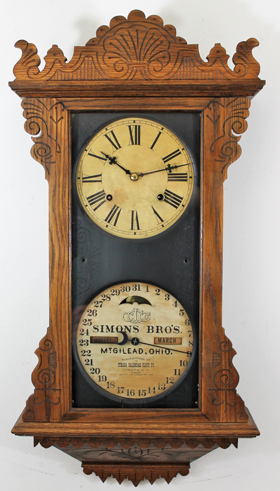 Antique Ithaca No. 16 Hanging Index Clock — Antique Clocks Price Guide