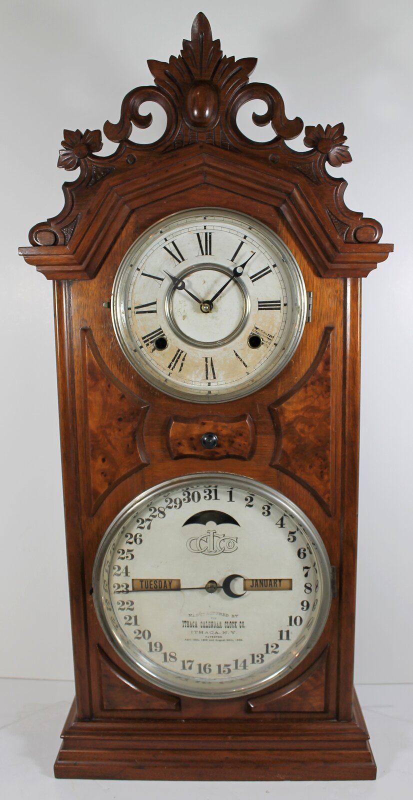 Antique Ithaca No. 8 Shelf Library carved top Clock — Antique Clocks Price Guide