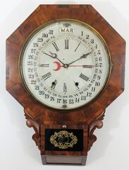 Antique Gilbert Octagon Drop Calendar Clock
